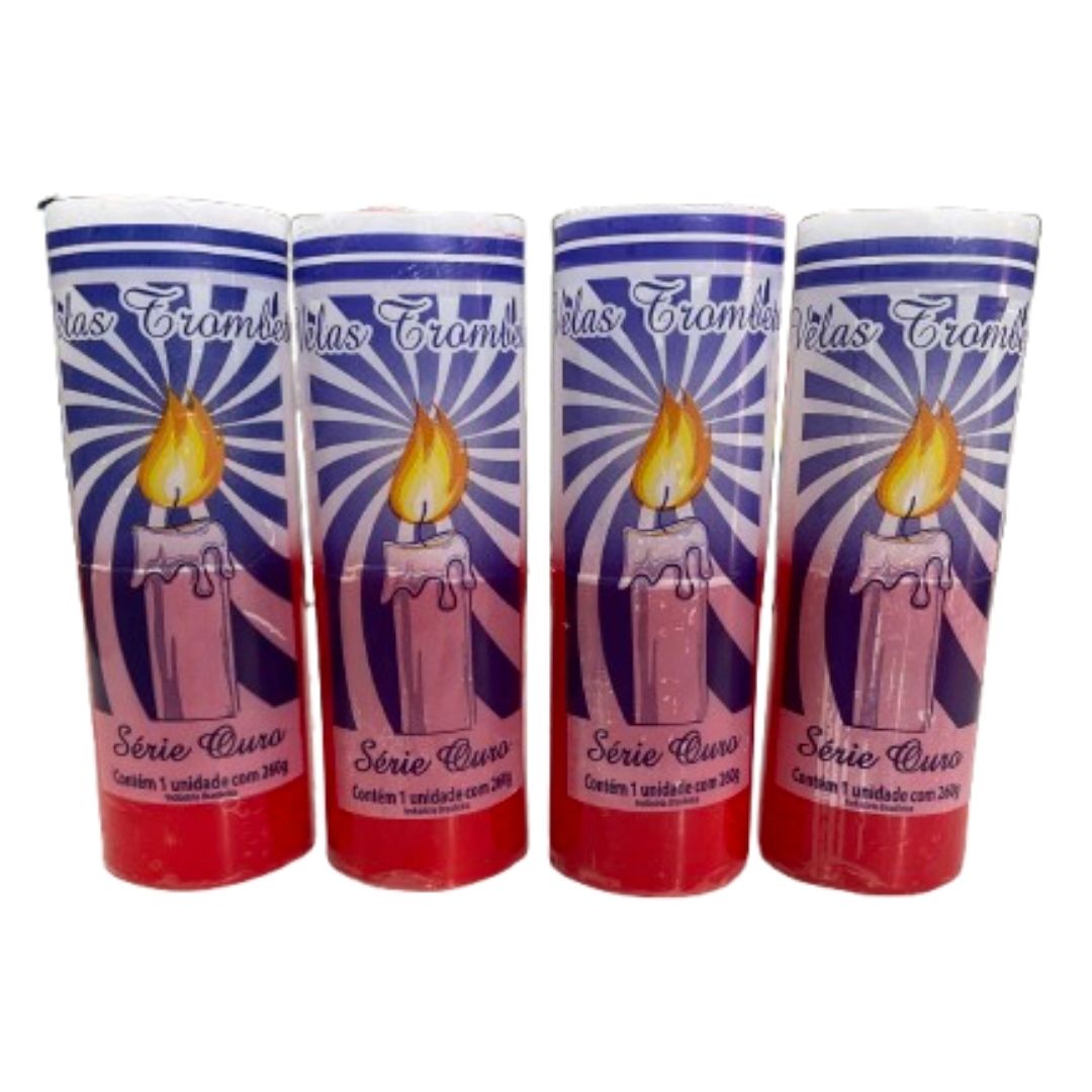 4 unidades Vela Vermelha e Branca 7 dias 260g