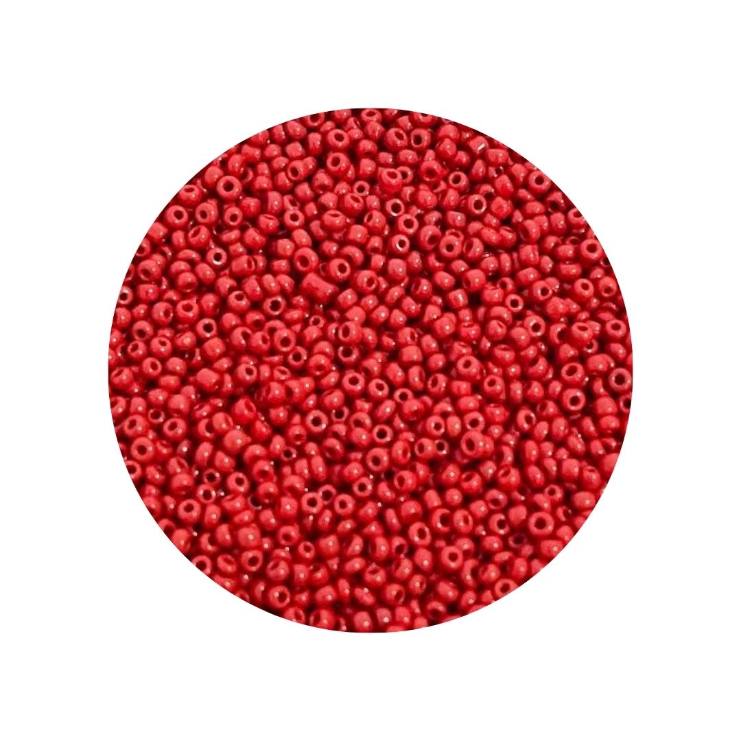 Miçanga 4mm 50g Vermelha Leitosa
