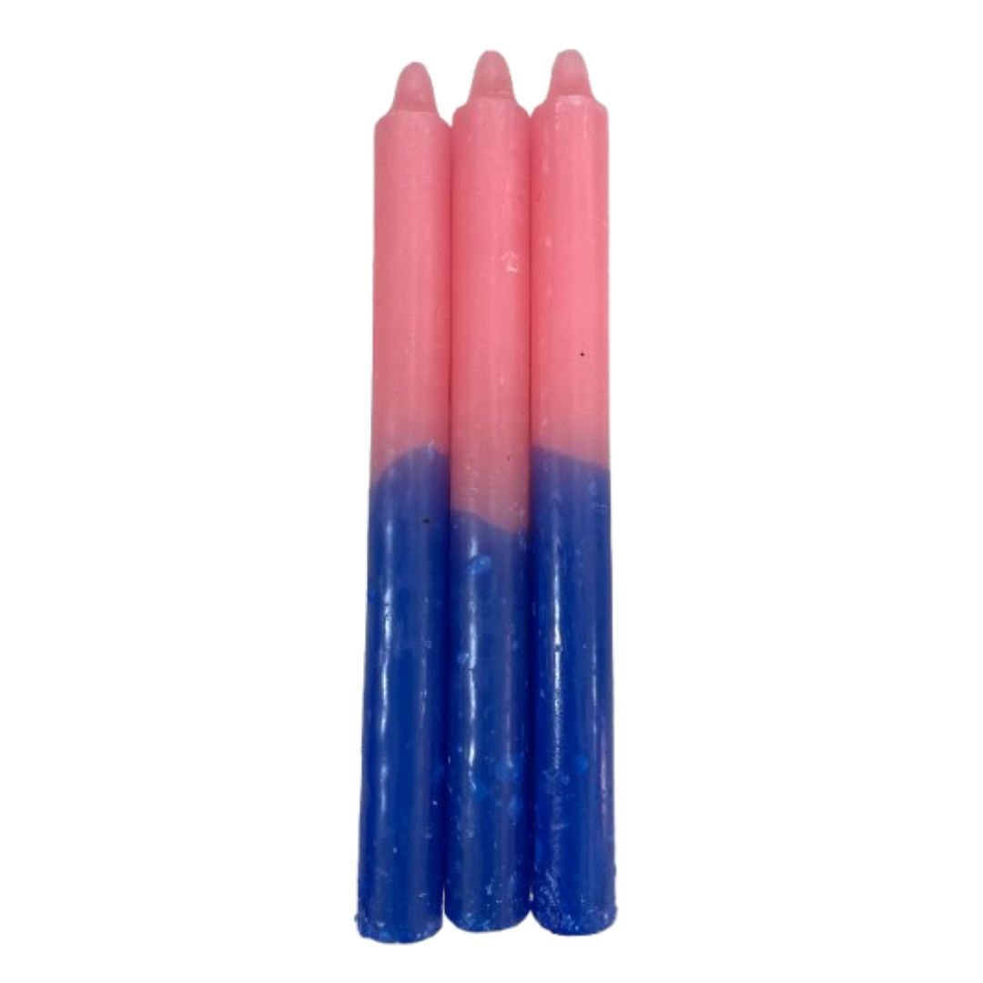 Vela Palito Azul Claro e Rosa 3 unidades