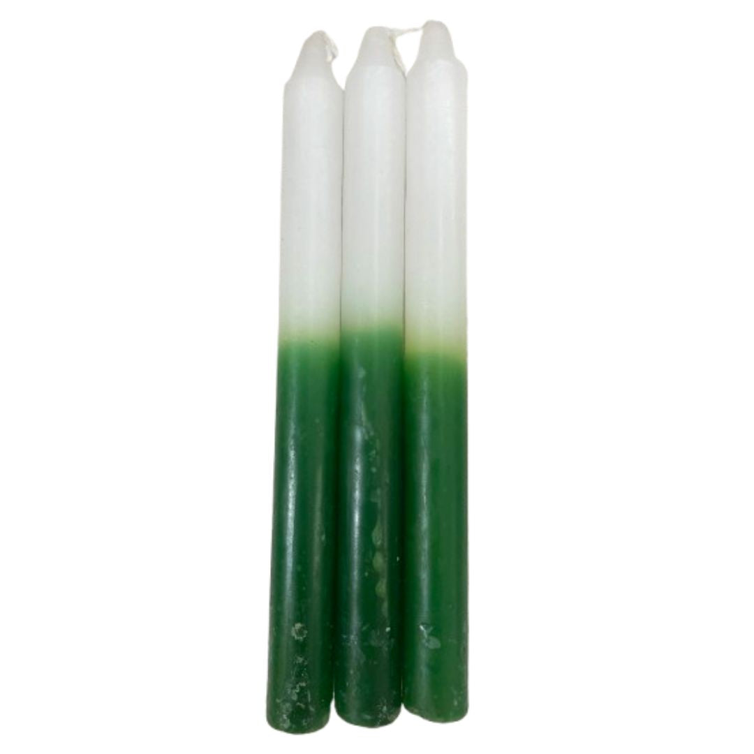Vela Palito Verde e Branca 3 unidades