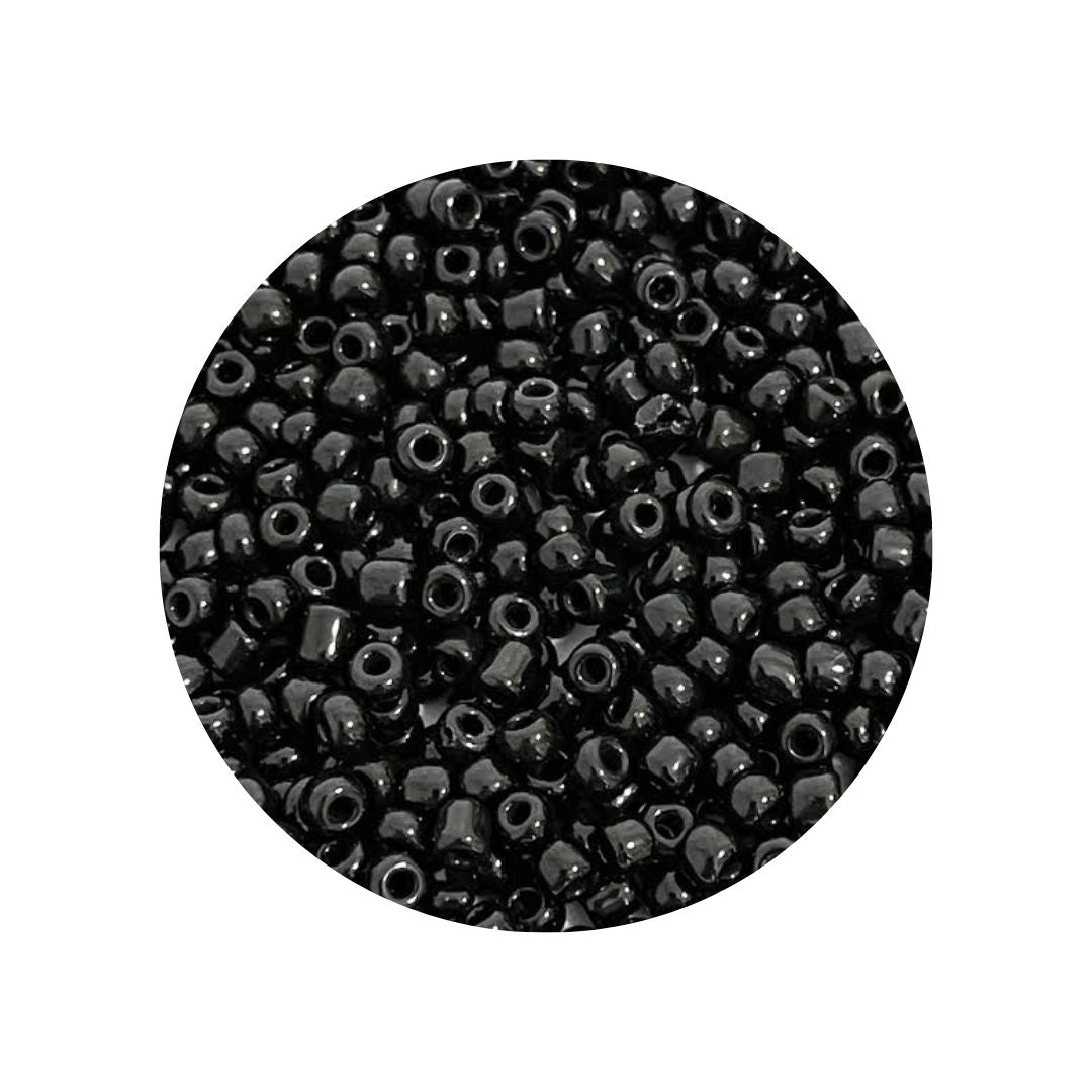 Miçanga 4mm 50g Preta Leitosa