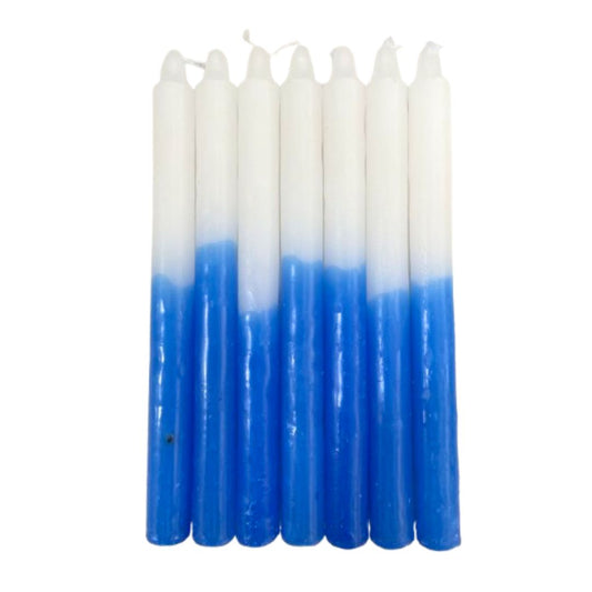 Vela Palito Azul Claro e Branca 30 unidades