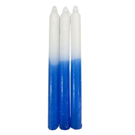 Vela Palito Azul Claro e Branca 3 unidades