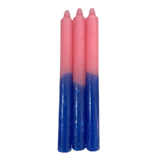 Vela Palito Azul Claro e Rosa 3 unidades