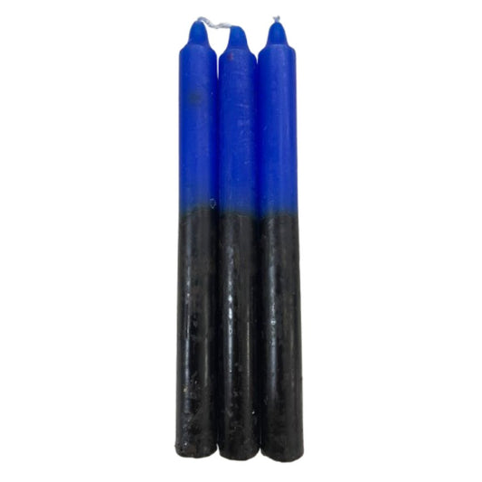 Vela Palito Preta e Azul Escuro 3 unidades