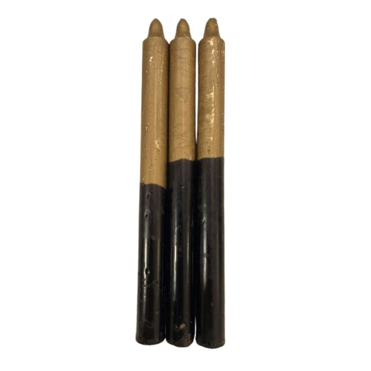 Vela Palito Preta e Dourada 3 unidades