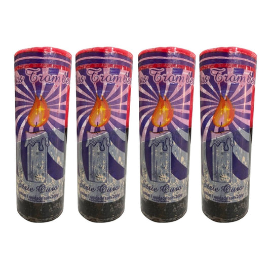 4 unidades Vela Preta e Vermelha 7 dias 260g